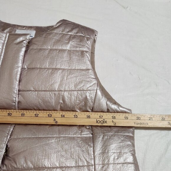 Tommy Bahama Women’s Metallic Zip Snap Puffer Vest Balboa Mist Size S NWT --5 - Picture 6 of 8